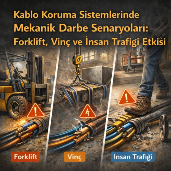 Kablo Koruma Sistemlerinde Mekanik Darbe Senaryoları: Forklift, Vinç Ve İnsan Trafiği Etkisi
