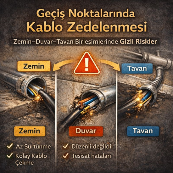 Geçiş Noktalarında Kablo Zedelenmesi: Zemin–Duvar–Tavan Birleşimlerinde Gizli Riskler