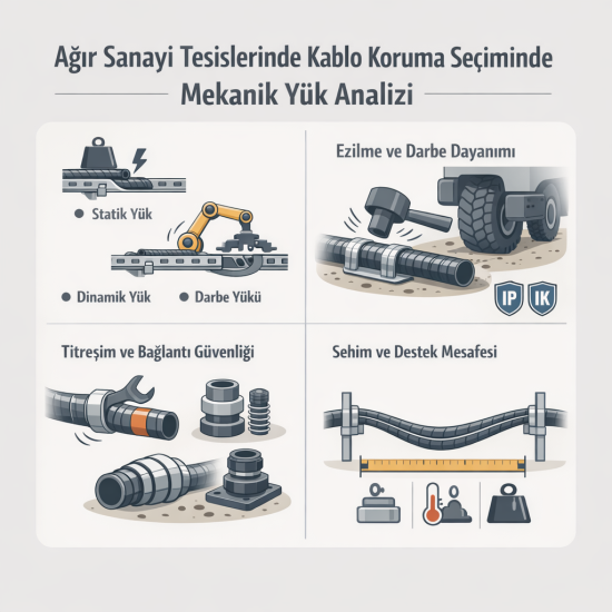 Ağır Sanayi Tesislerinde Kablo Koruma Seçiminde Mekanik Yük Analizi